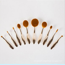 10PCS Tooth Shaped Rose Gold Oval Makeup Brush